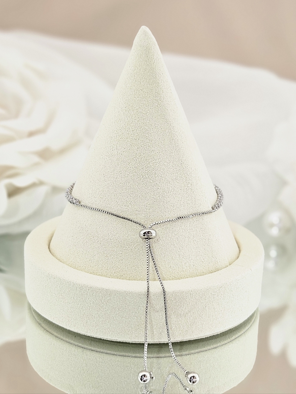 Adornia Bolo Tennis Bracelet Crystal Lined Sterling Silver Plated Preppy Boho - Picture 3 of 3